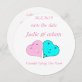 lustige Herz und Herz Save The Date (Vorne/Hinten)