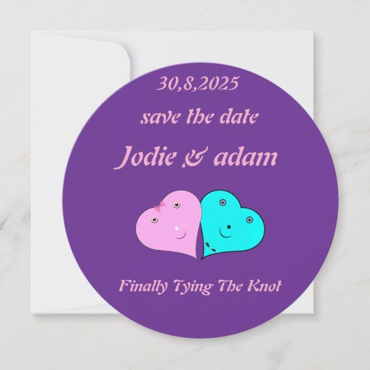 lustige Herz und Herz Save The Date (Vorderseite)