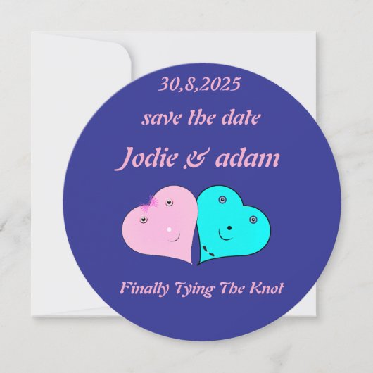 lustige Herz und Herz Save The Date (Vorderseite)