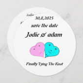 lustige Herz und Herz Save The Date (Vorne/Hinten)