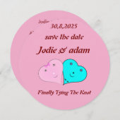 lustige Herz und Herz Save The Date (Vorne/Hinten)