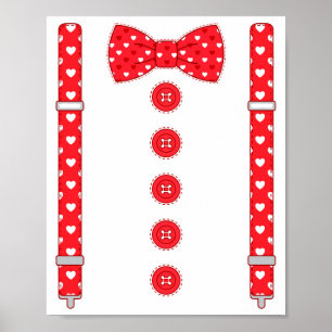 Lustige Herzen Fliege Hosenträger Valentinstag Co Poster