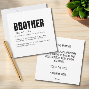 Lustige herzliche Bruder-Definitions-Grußkarte Feiertagskarte