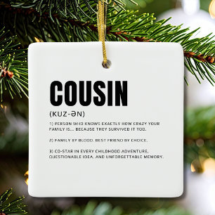 Lustige herzliche Cousin-Definition Keramikornament