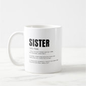 Lustige herzliche Schwester-Definition Kaffeetasse (Links)