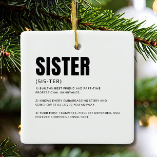 Lustige herzliche Schwester-Definition Keramikornament