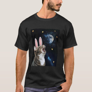 Lustige heulende Katze Vollmond Frohe Ostern Meme T-Shirt