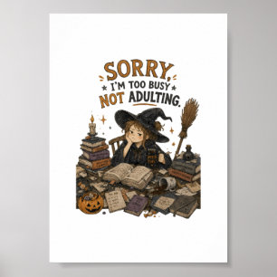 Lustige Hexe, die nicht erwachsen wird, Halloween- Poster