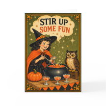 Lustige Hexe & Eule Vintage Halloween