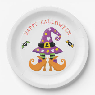 Lustige Hexe-Füße Halloween Pappteller
