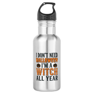 Lustige Hexe ganzjährig Halloween-Typografie-Desig Edelstahlflasche