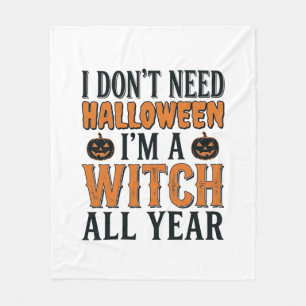 Lustige Hexe ganzjährig Halloween-Typografie-Desig Fleecedecke