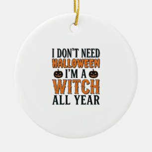 Lustige Hexe ganzjährig Halloween-Typografie-Desig Keramik Ornament