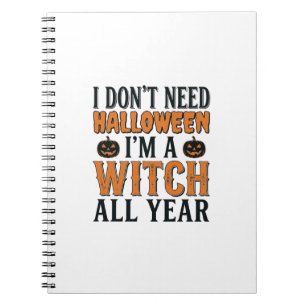Lustige Hexe ganzjährig Halloween-Typografie-Desig Notizblock