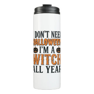 Lustige Hexe ganzjährig Halloween-Typografie-Desig Thermosbecher