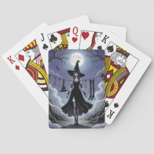 Lustige Hexe & Wäscheleine Spielkarten