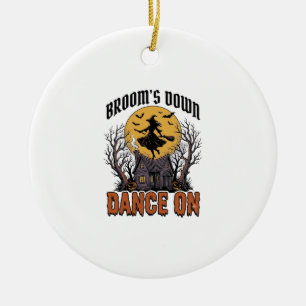 Lustige Hexen-Tänzerin Vintage-Halloween-Gravur Sh Keramik Ornament