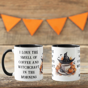 Lustige Hexen-Themen Orange Schwarzer Kürbis Hallo Tasse