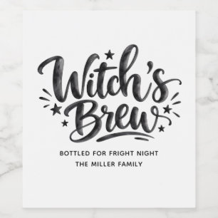 Lustige Hexenbrau-Halloween-Party-Typografie Weinetikett