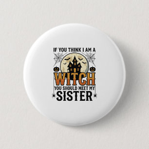 Lustige Hexenschwester Halloween Vintage Grafik_1 Button