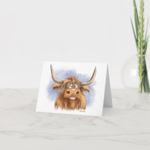 Lustige Highland-Cow-Cartoon Dankeskarte