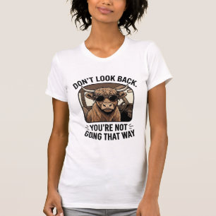 Lustige Highland-Kuh Blick Nicht Zurück Retro T-Shirt