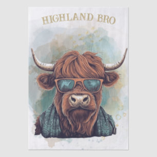 Lustige Highland-Kuh mit Sonnenbrille Seidenpapier