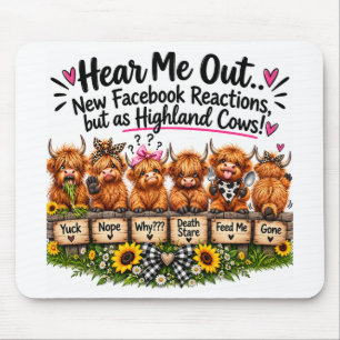Lustige Highland-Kuh-Reaktionen Mousepad