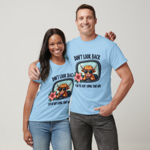 Lustige Highland-Kuh Retro-Western-Motivationskuns T-Shirt