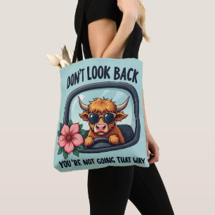 Lustige Highland-Kuh Retro-Western-Motivationskuns Tasche