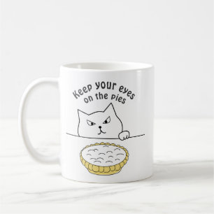 Lustige hinterhältige Katze nach Sahnetorte Illust Kaffeetasse