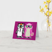 Lustige Hipster-Eulen-Hochzeits-Braut-u. Karte (Gelbe Blume)