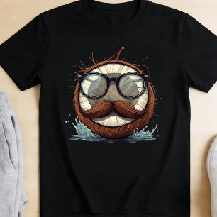 Lustige Hipster-Kokosnuss mit Schnurrbart und Bril T-Shirt