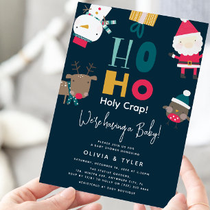 Lustige Ho Ho Ho Weihnachts-Baby-Party Einladung
