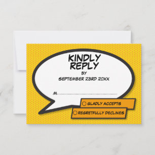 Lustige Hochzeit Comic-Sprechblase RSVP Karte