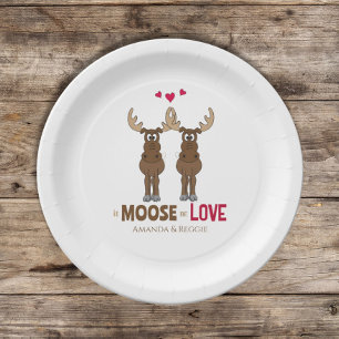 Lustige Hochzeit Süßer Humor Verspielter Elch Part Pappteller