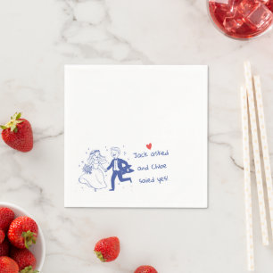 Lustige Hochzeit süßes Paar handgezeichnet Serviette
