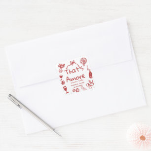 Lustige Hochzeit, verspielte Schrift & italienisch Quadratischer Aufkleber