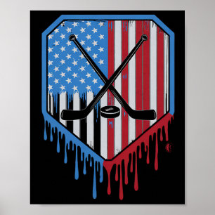 Lustige Hockey-Drip-Jungs Eiscreme Patriotisches A Poster