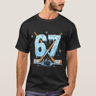 Lustige Hockey-Fans Tröpfeln 6-7 Nummer Sechs Sieb T-Shirt