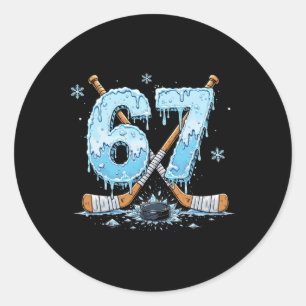 Lustige Hockey-Fans tropfen 6-7 Nummer Sechs Siebe Runder Aufkleber