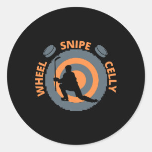 Lustige Hockey-Feier Wheel Snipe Celly Hockey Runder Aufkleber