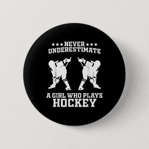 Lustige Hockey-Kunst für Mädchen Frauen Feldhockey Button