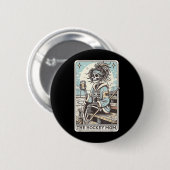 Lustige Hockey-Mutter-Skelettkarte Button (Vorne & Hinten)