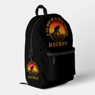 Lustige Hockey-Sprüche Vintage-Silhouette-Spieler Bedruckter Rucksack