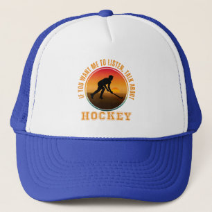 Lustige Hockey-Sprüche Vintage-Silhouette-Spieler Truckerkappe