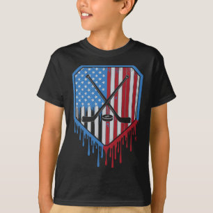 Lustige Hockey-Tropf-Jungs Eiscreme Patriotisches T-Shirt