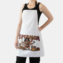 Lustige Höhlenfrau Super-Mama Multi-Tasking Retro