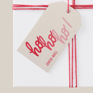 Lustige Hohoho Joyeux Noel Rote Pinke Typografie Geschenkanhänger