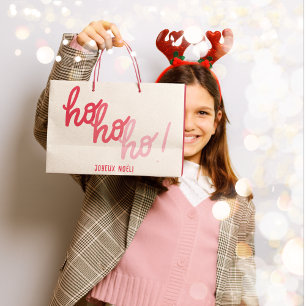 Lustige Hohoho Joyeux Noel rote pinke Typografie Große Geschenktüte